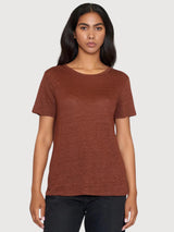 T-Shirt Reg Brown Linen | Knowledge Cotton Apparel