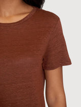 T-Shirt Reg Brown Linen | Knowledge Cotton Apparel