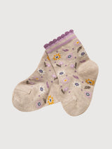 Socks Baby Girl Flowers Beige Organic Cotton | People Wear Organic