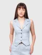 Amaryllis Blue Vest Top Linen | Balaquin