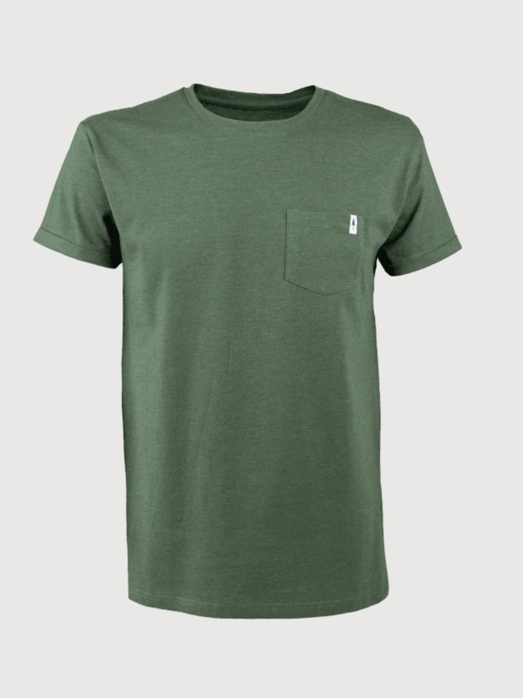 T-Shirt TreeShirt Pocket Unisex Olive melange Organic cotton | Nikin
