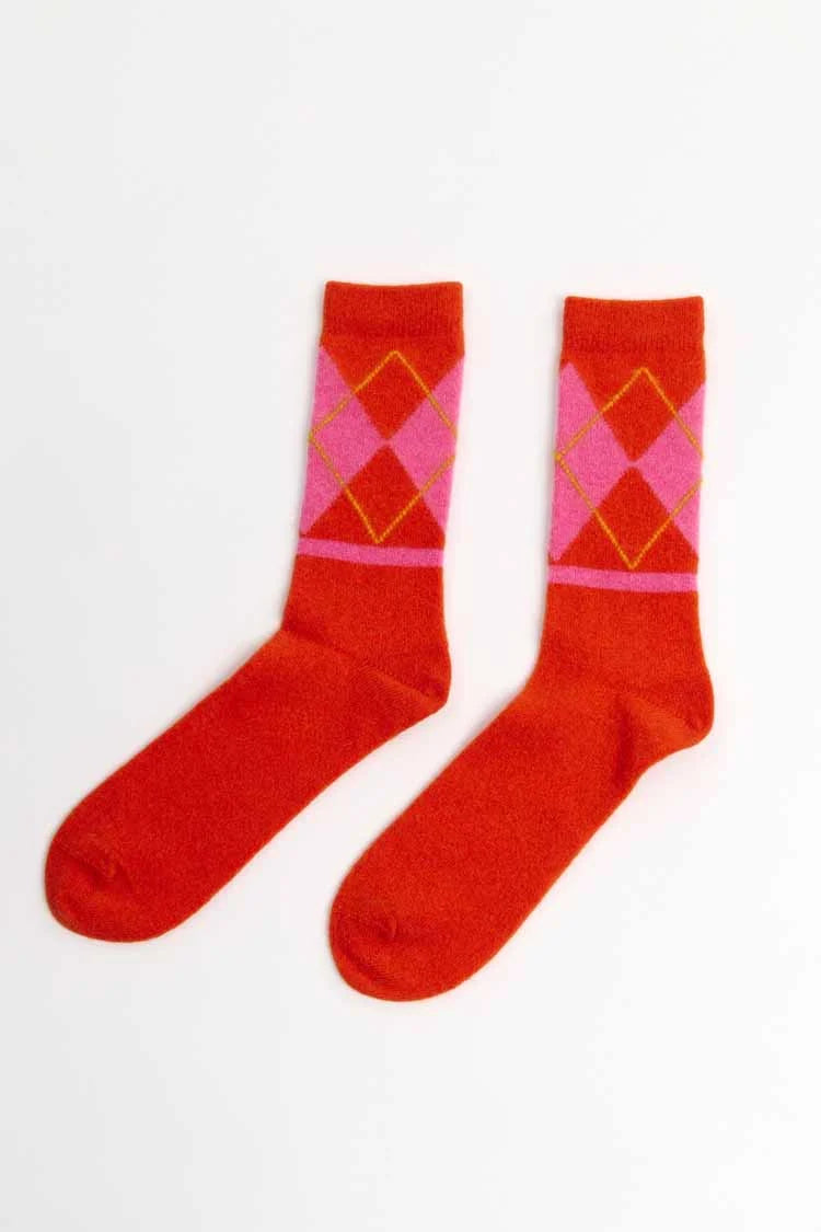 Argyle Socken Wolle Orange | SUITE13LAB