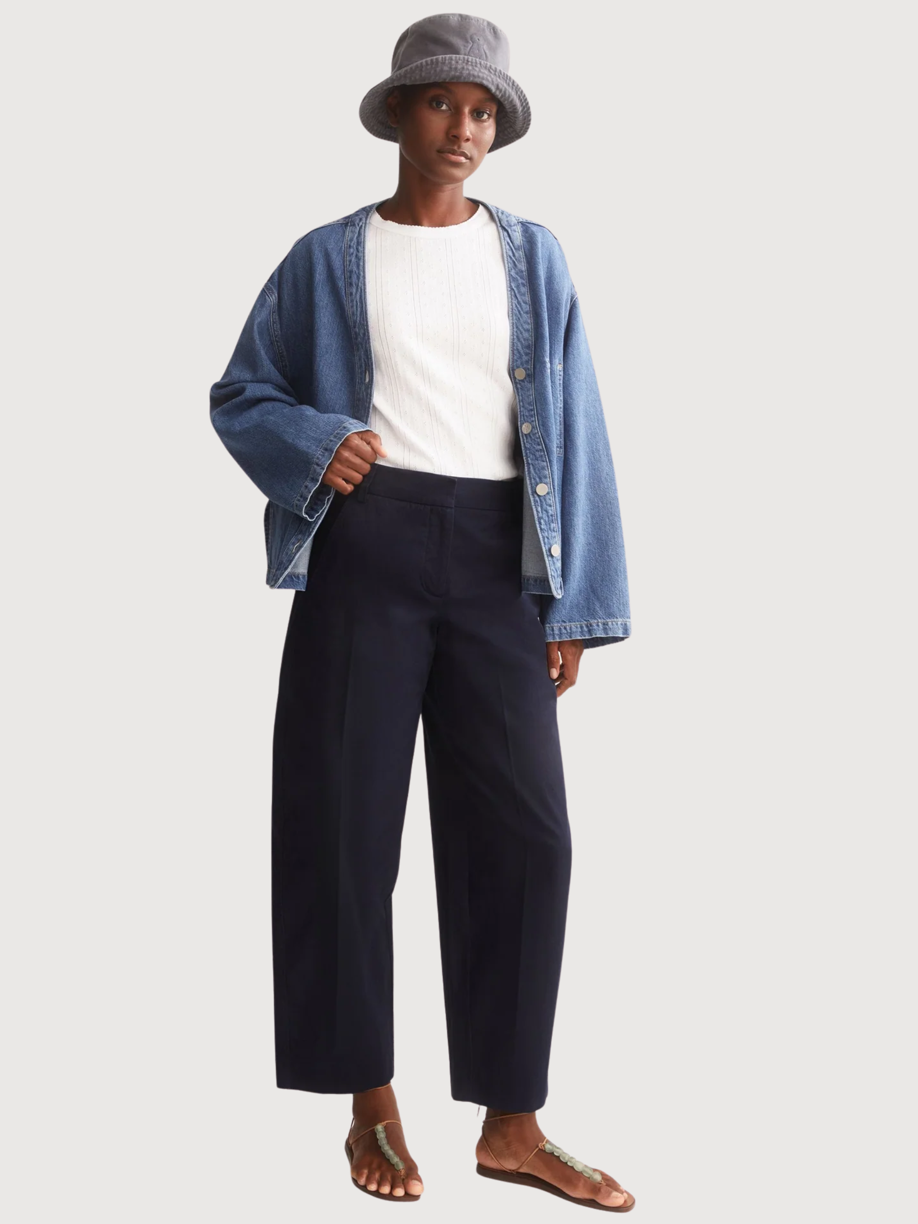 Pantalone Barrel in Twill Night Sky | Armedangels