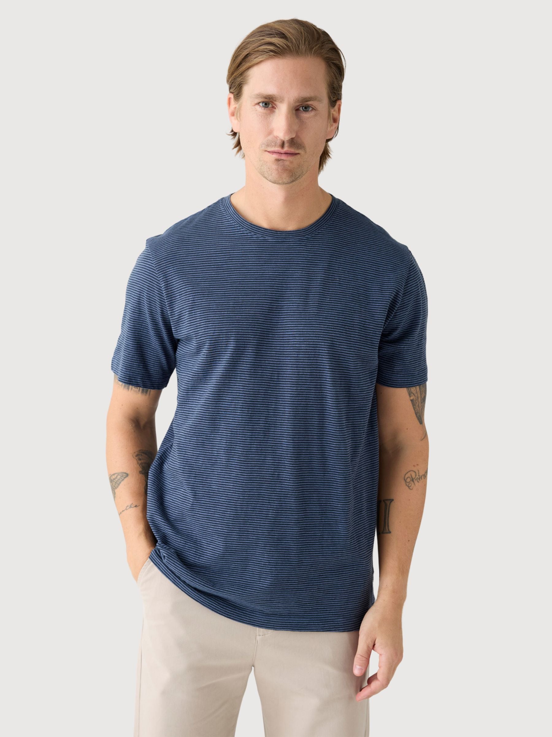 T-Shirt Slub Blue Man | Knowledge Cotton Apparel
