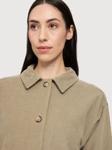 Giacca in velluto a coste da donna, color kaki chiaro, cotone | Mazine