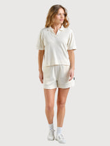 T-shirt Nykil in cotone goffrato écru | DEDICATED