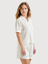 T-shirt Nykil in cotone goffrato écru | DEDICATED