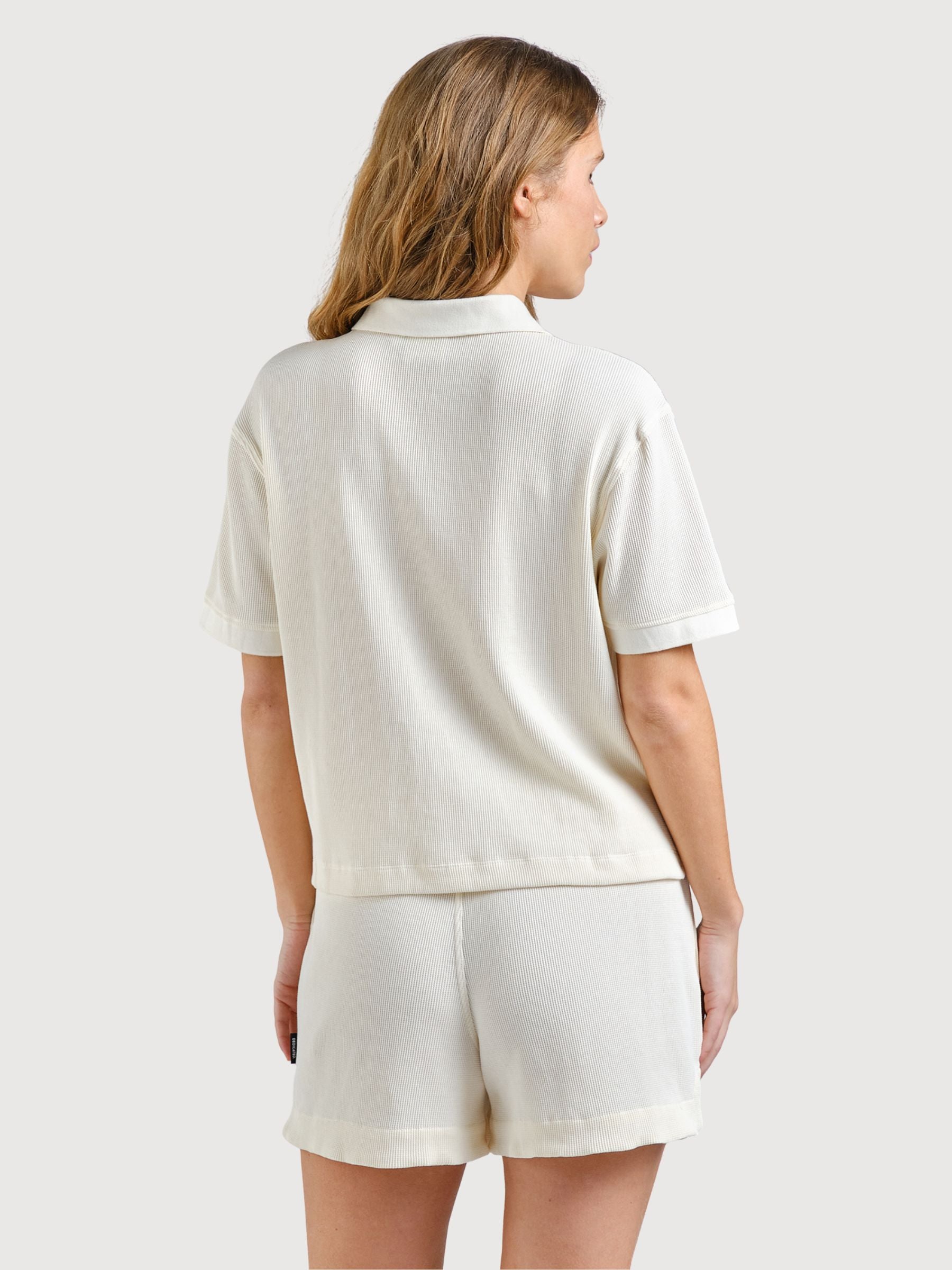 T-shirt Nykil in cotone goffrato écru | DEDICATED