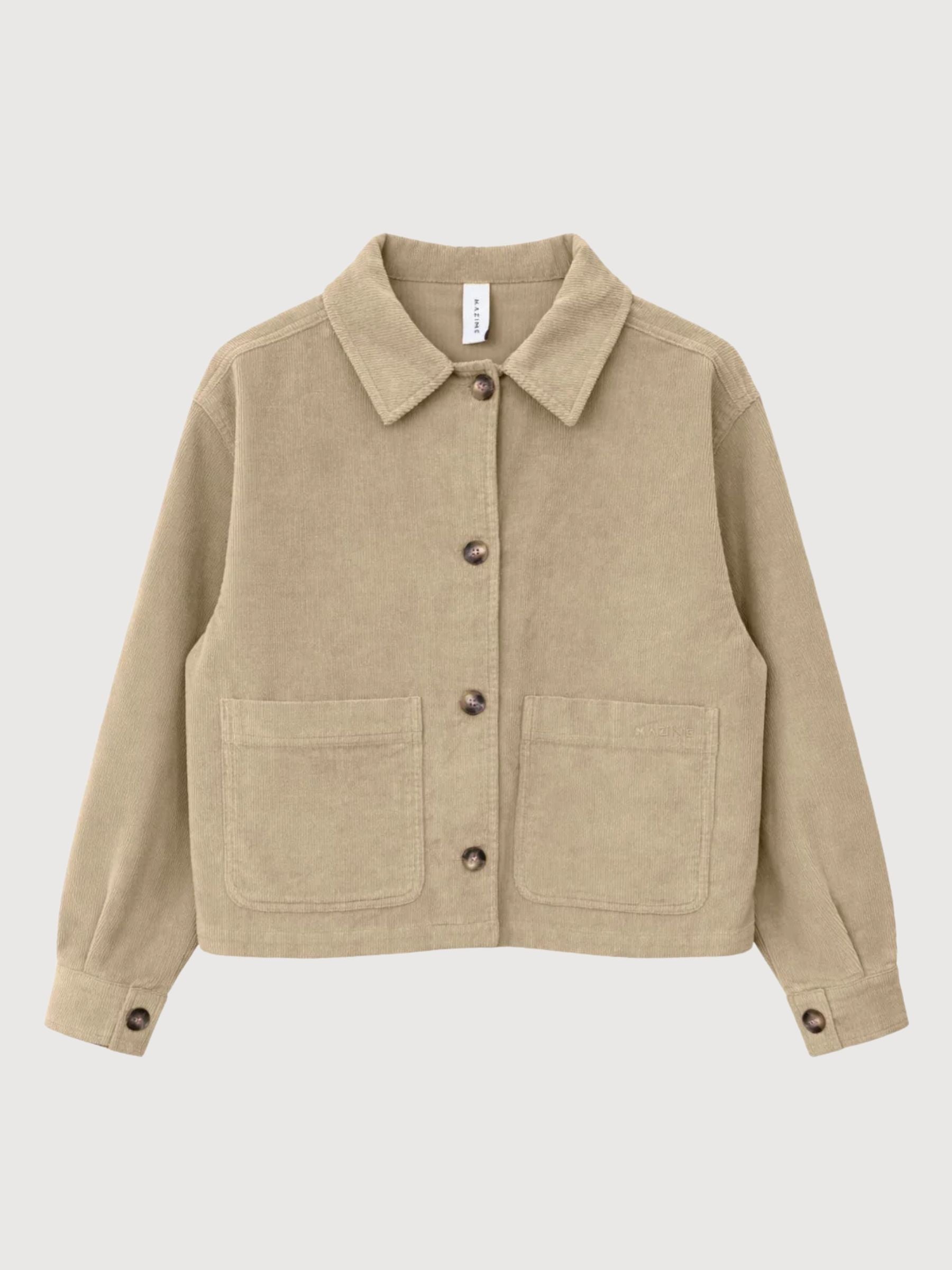 Giacca in velluto a coste da donna, color kaki chiaro, cotone | Mazine
