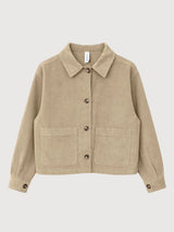 Giacca in velluto a coste da donna, color kaki chiaro, cotone | Mazine