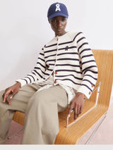 Cardigan Placed Stripe Knit Oatmilk | Armedangels