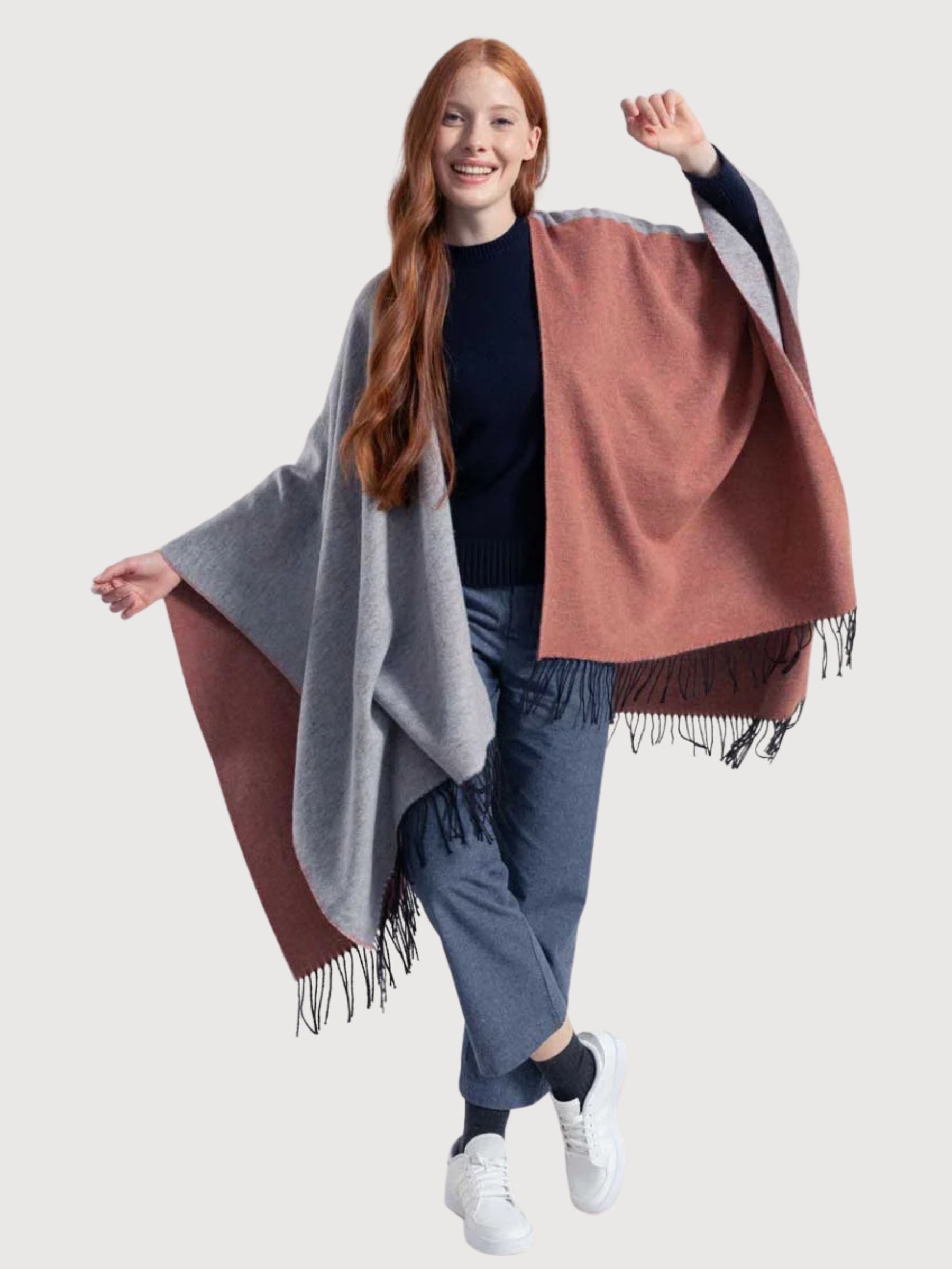 Recycled Cotton Cape Tuco Lilac-Brick Woman | Rifò