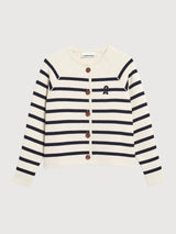 Cardigan Placed Stripe Knit Oatmilk | Armedangels