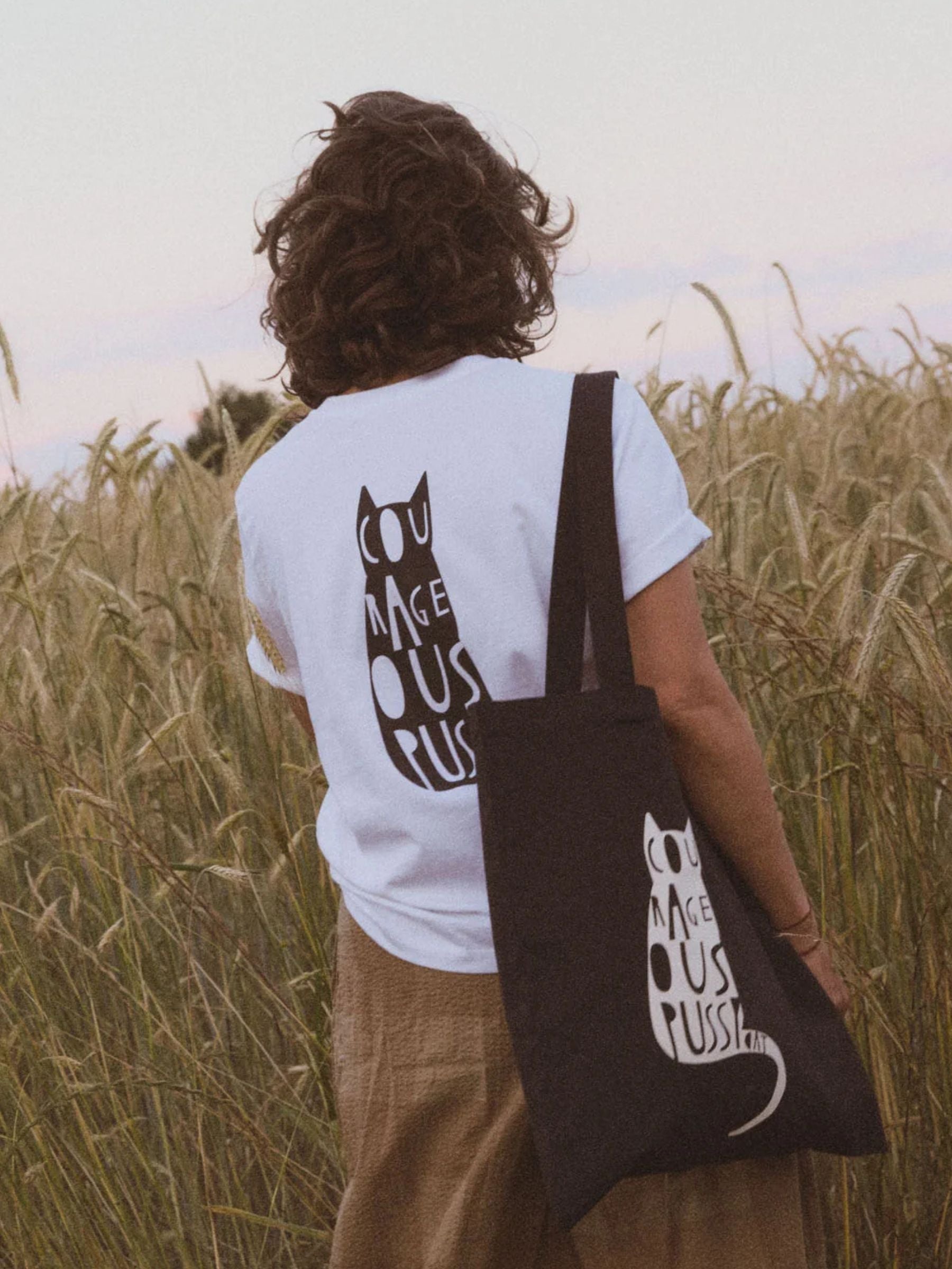 T-shirt Statement Cat Off White in Cotton | Lanius