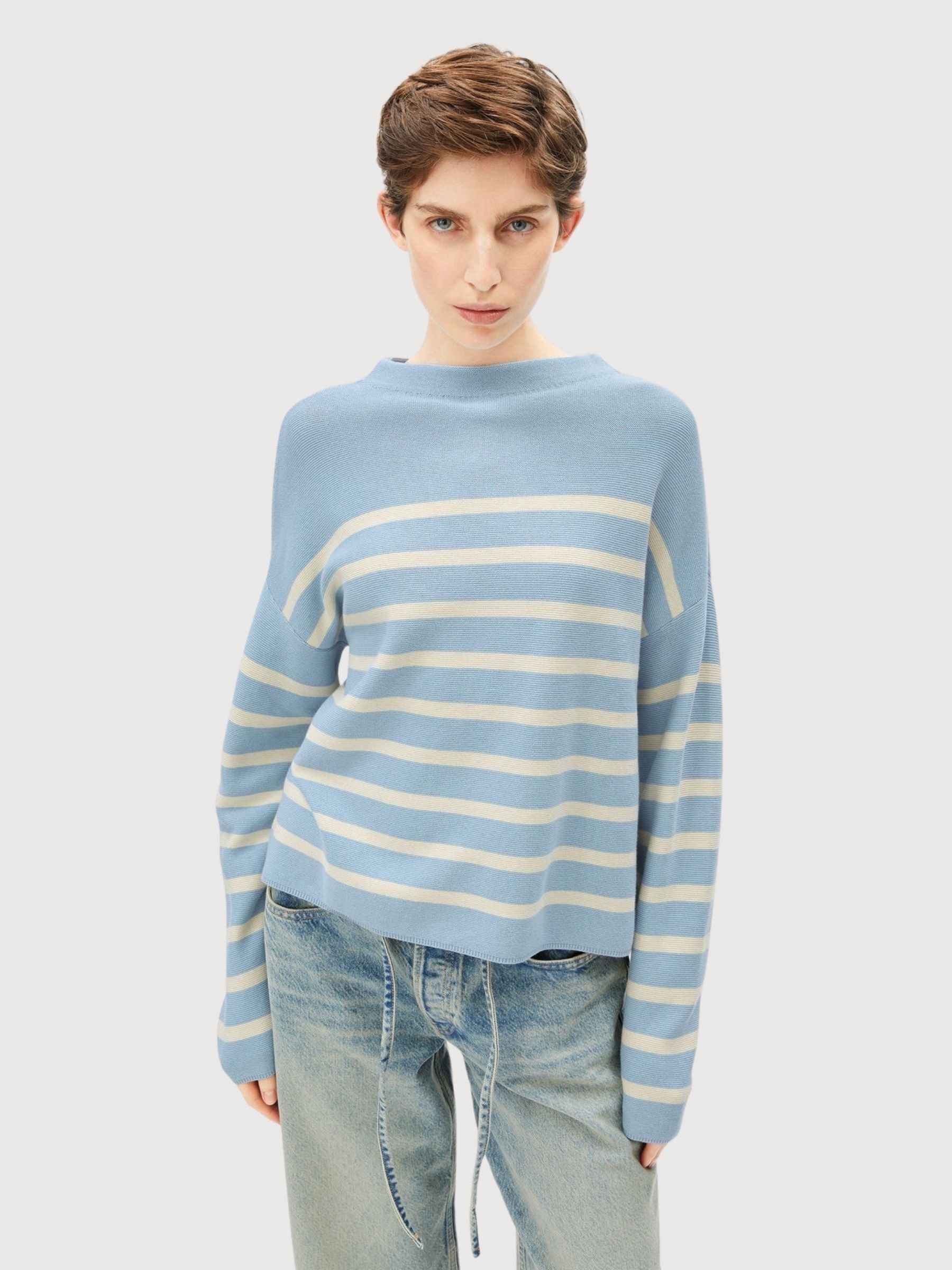 Knit Merinaa Stripes Blue Glow | Armedangels