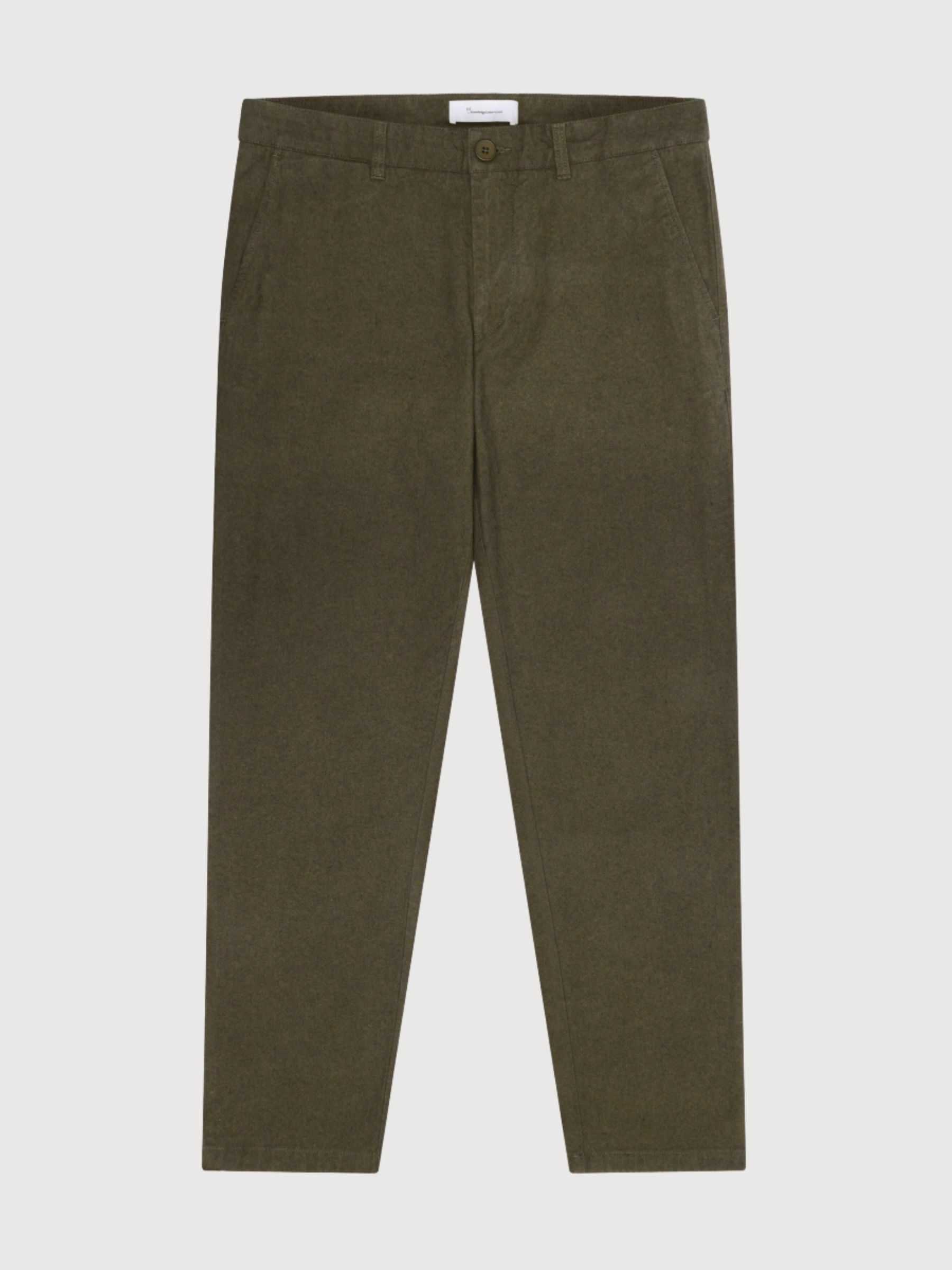 Pantaloni Chino Flanella Verde Oliva Uomo | Knowledge Cotton Apparel