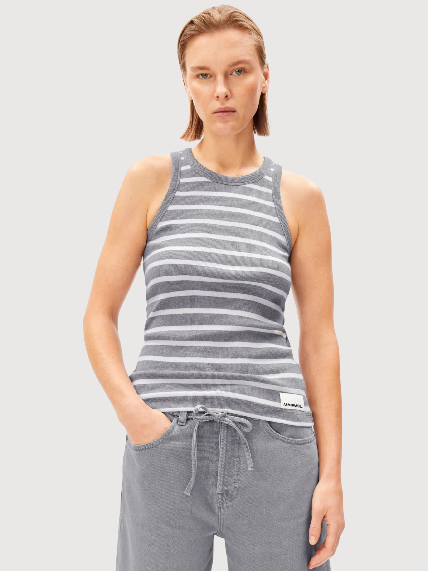 Stripe Top Kanitaa Silver White | Armedangels