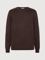 Regular merino knit crew neck Chocolate | KNOWLEDGE COTTON APPAREL