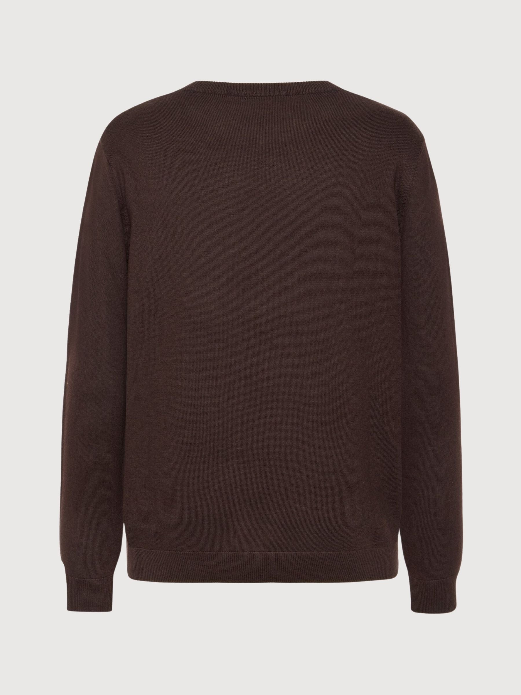 Maglia girocollo in lana merino regolare Cioccolato | KNOWLEDGE COTTON APPAREL