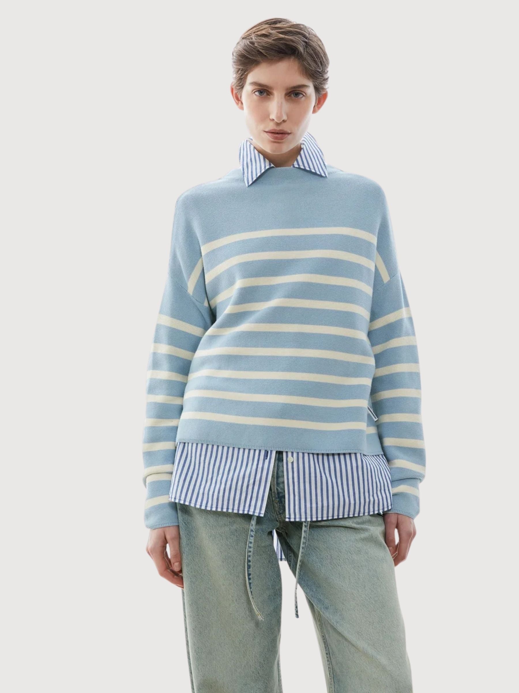 Knit Merinaa Stripes Blue Glow | Armedangels