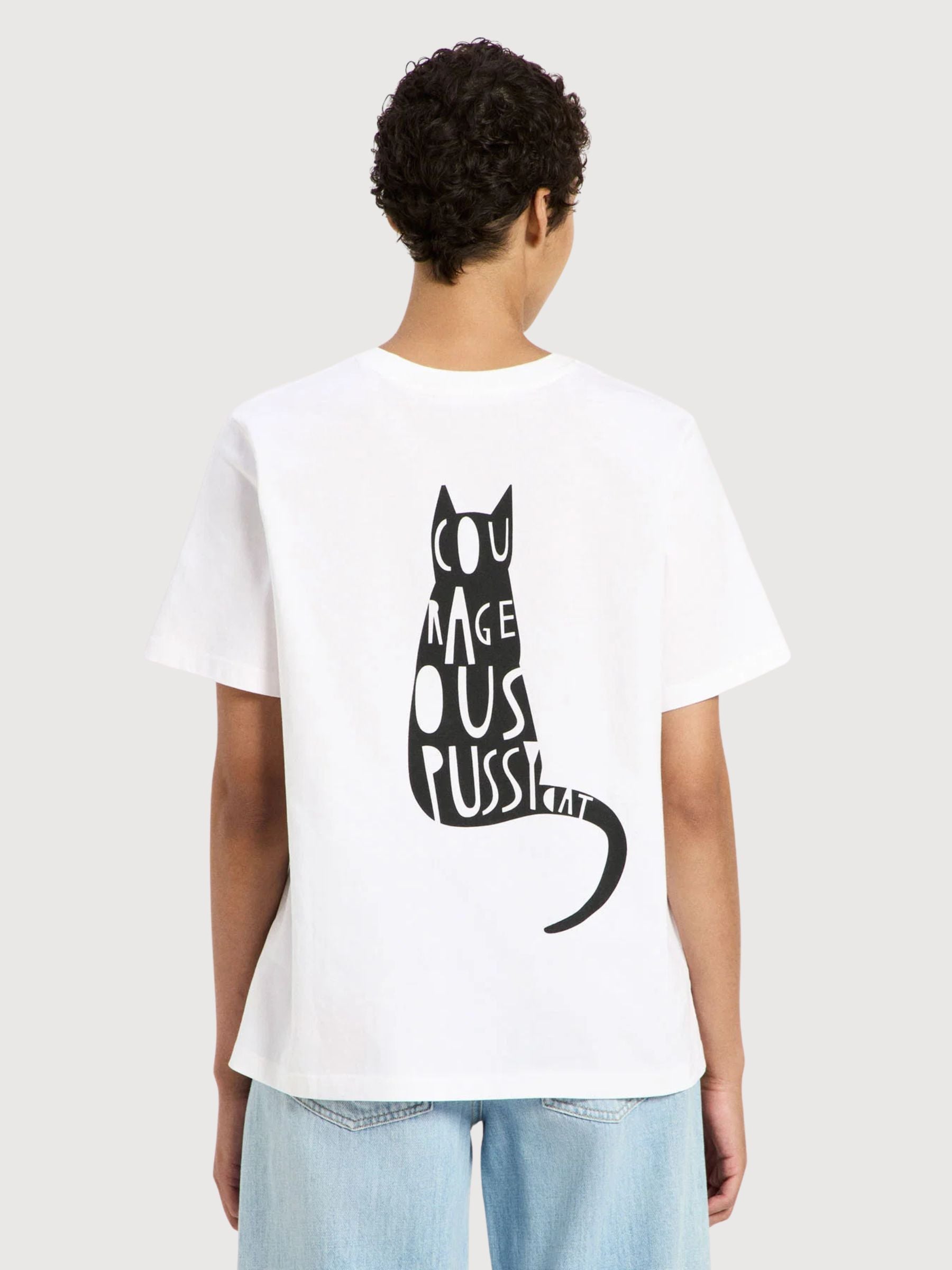 T-shirt Statement Cat Off White in Cotton | Lanius