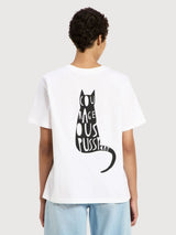 T-shirt Statement Cat Off White in Cotton | Lanius