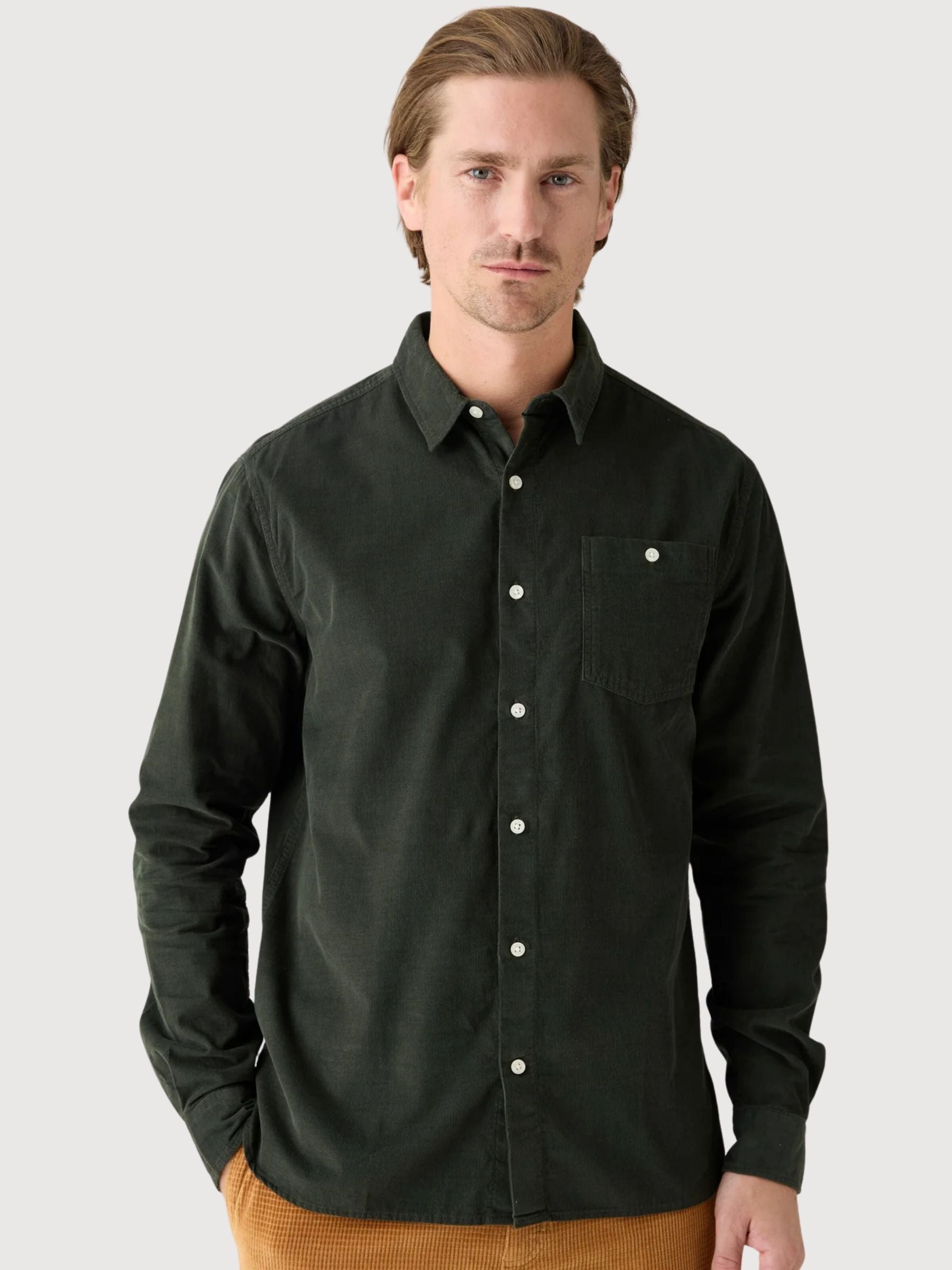 Organic Cotton Corduroy Shirt Forrest Night | KNOWLEDGE COTTON APPAREL
