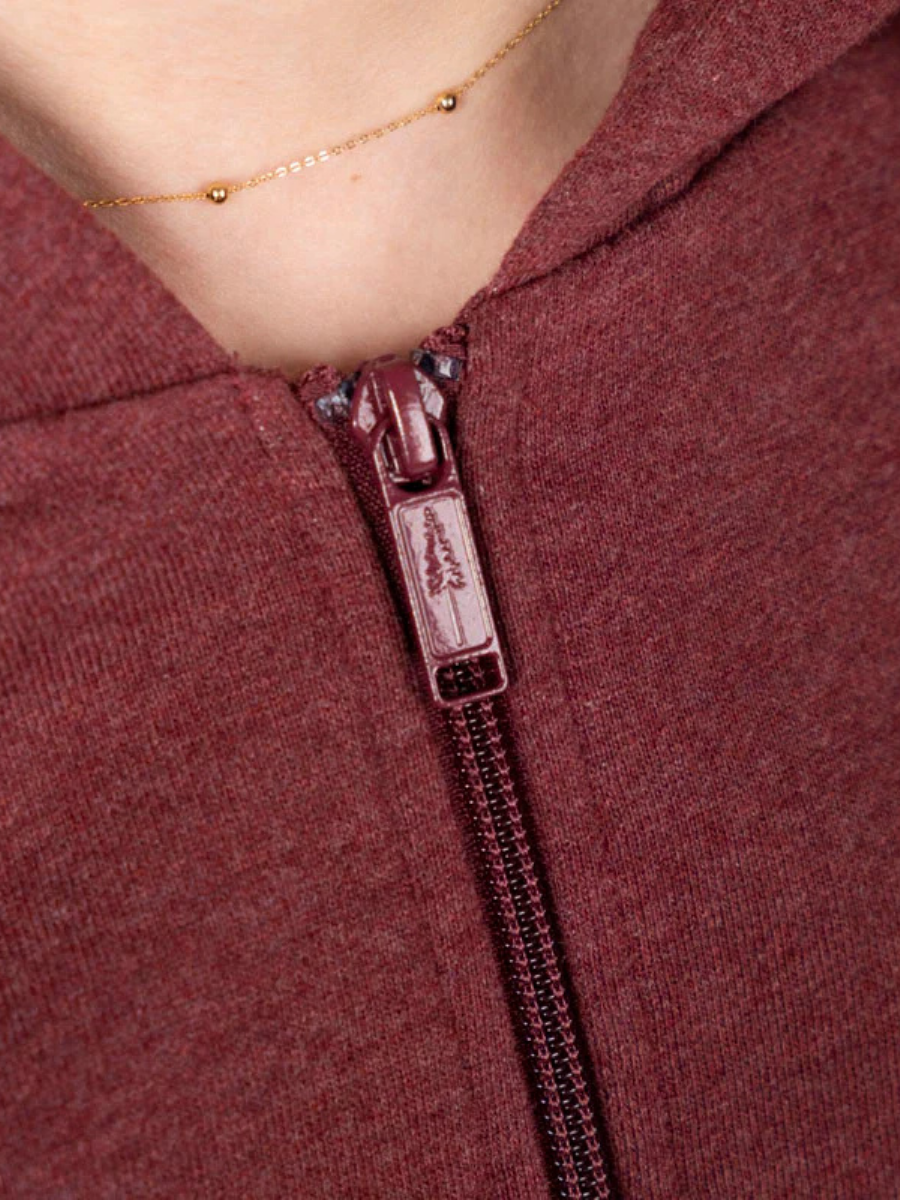Sweatshirt Treehoodie Zip Damen Bordeaux Bio -Baumwolle | Nikin