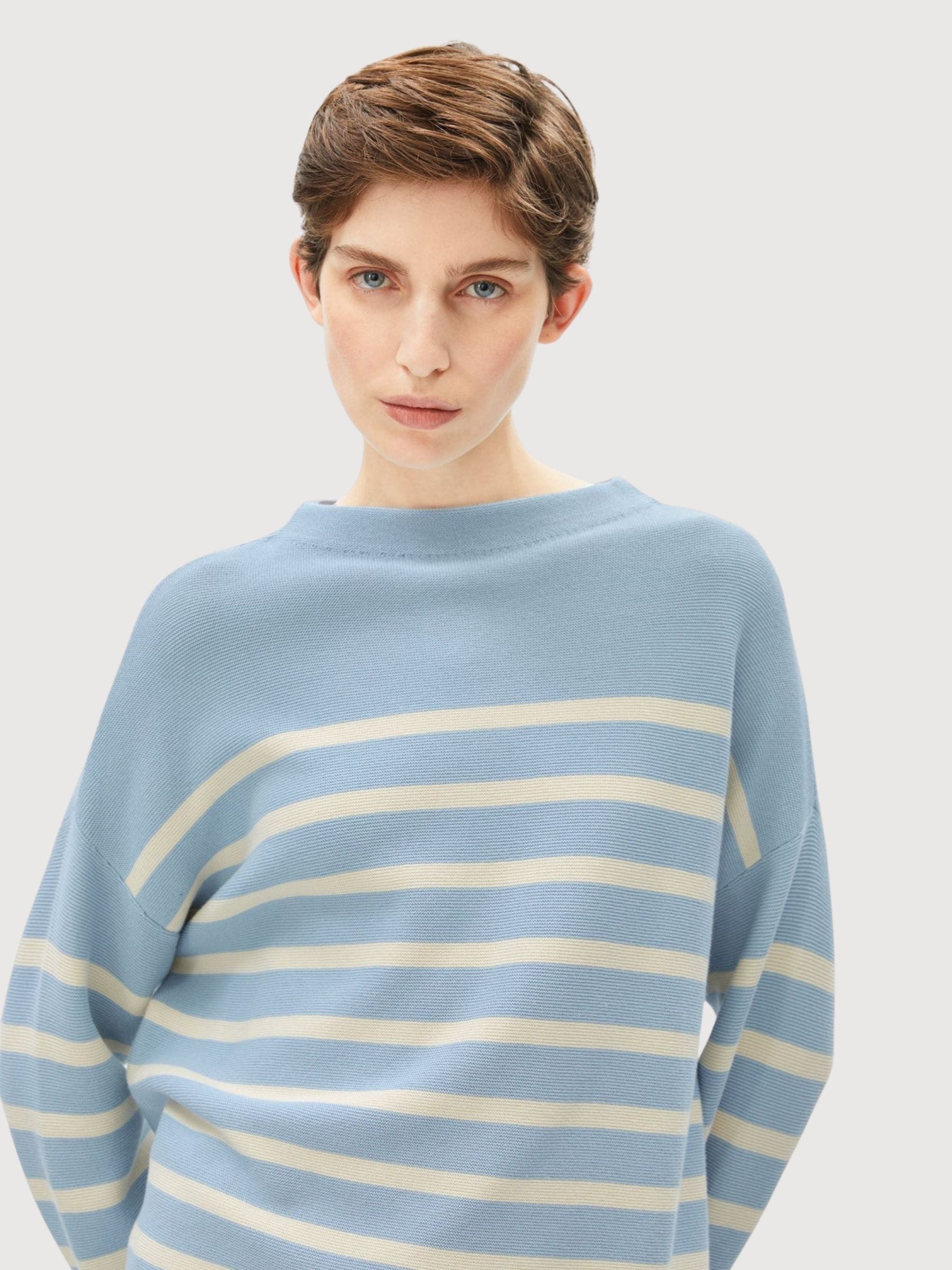 Knit Merinaa Stripes Blue Glow | Armedangels