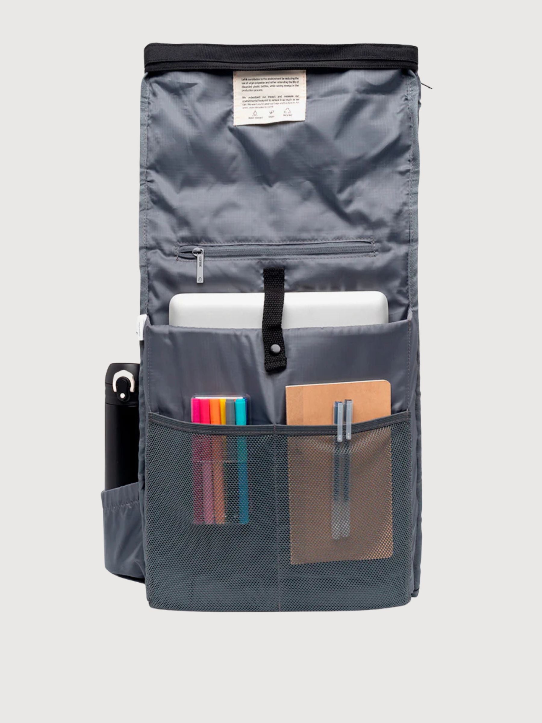 Schwarzer Rucksack aus recyceltem Polyester | Lefrik