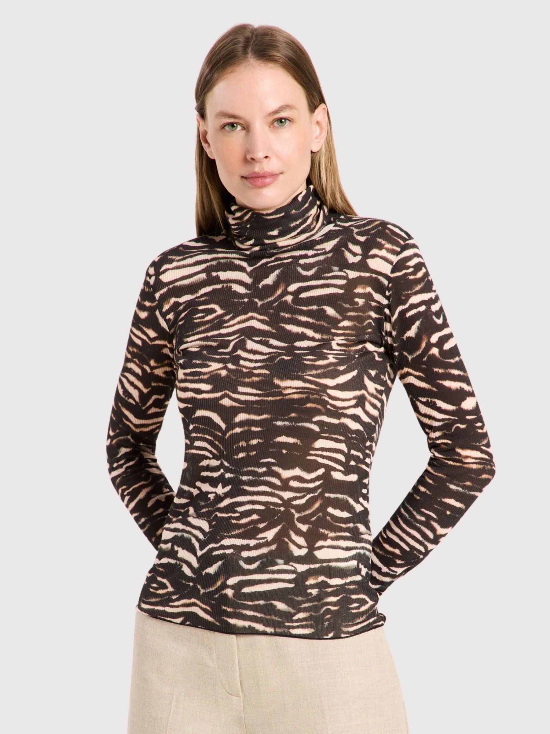 Turtleneck Top Tencel Print Animal | Lanius
