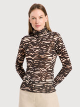 Turtleneck Top Tencel Print Animal | Lanius
