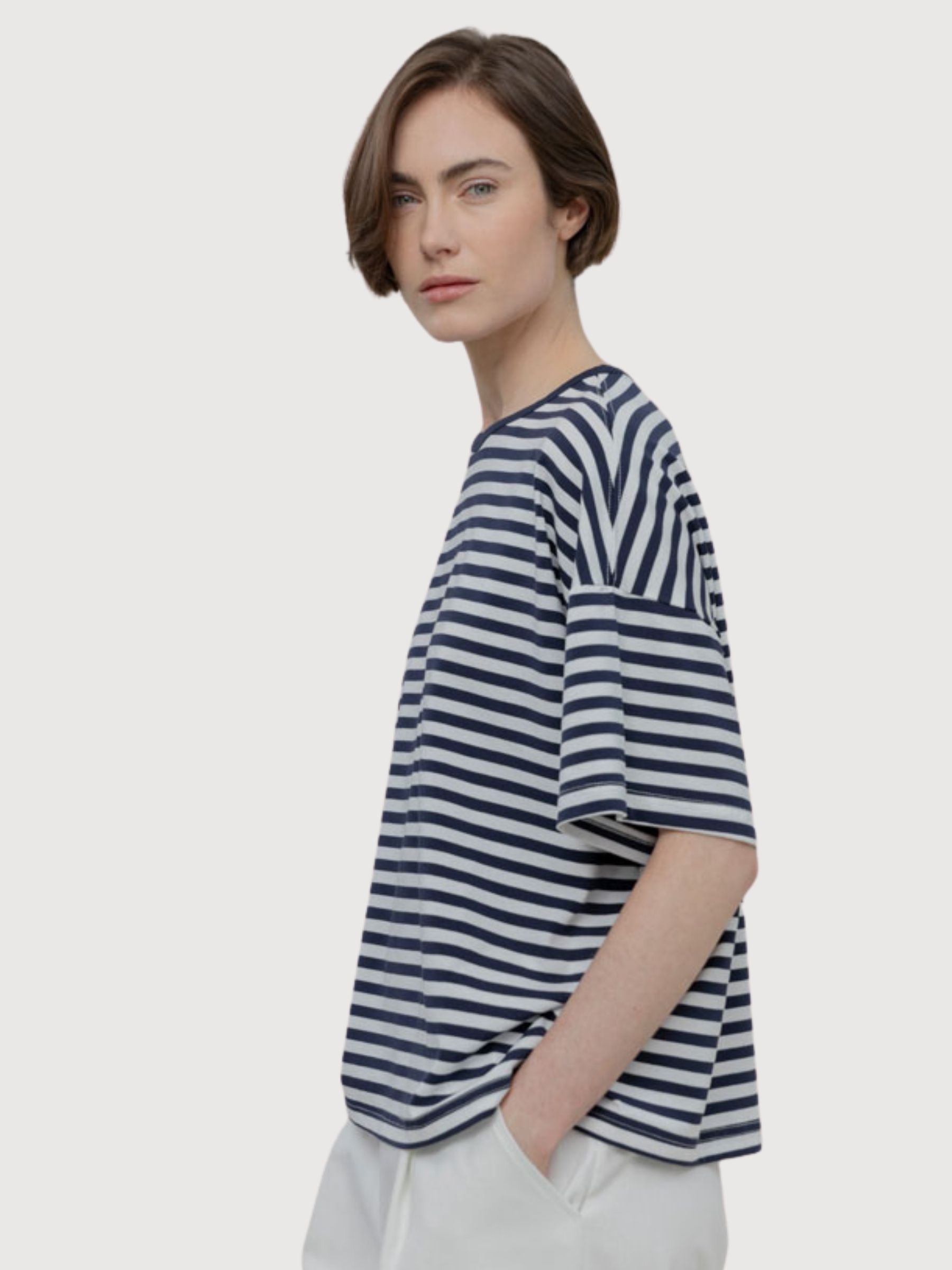 Sienna T-shirt Viscosa Blu-Bianco | Rifo