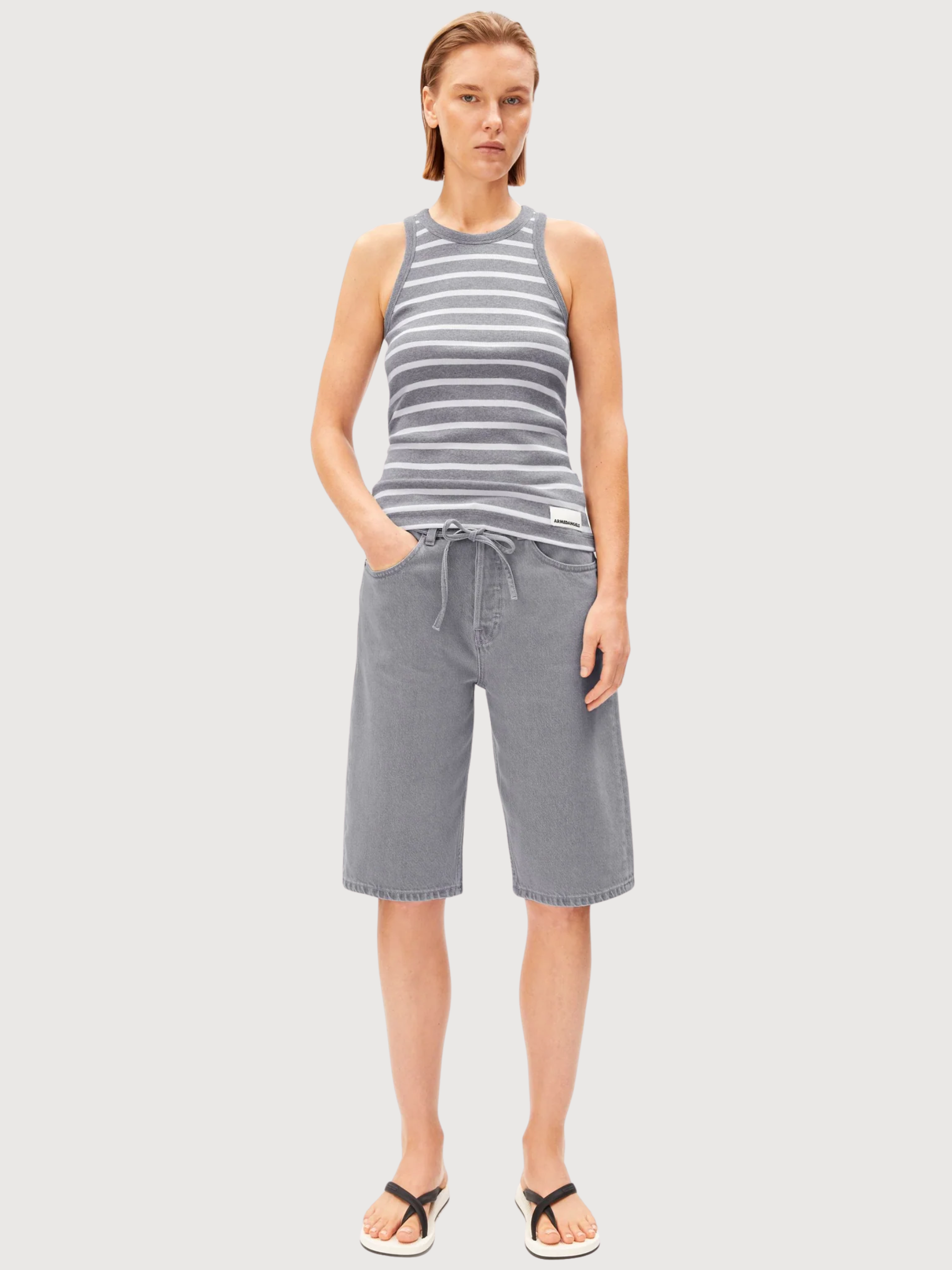 Stripe Top Kanitaa Silver White | Armedangels