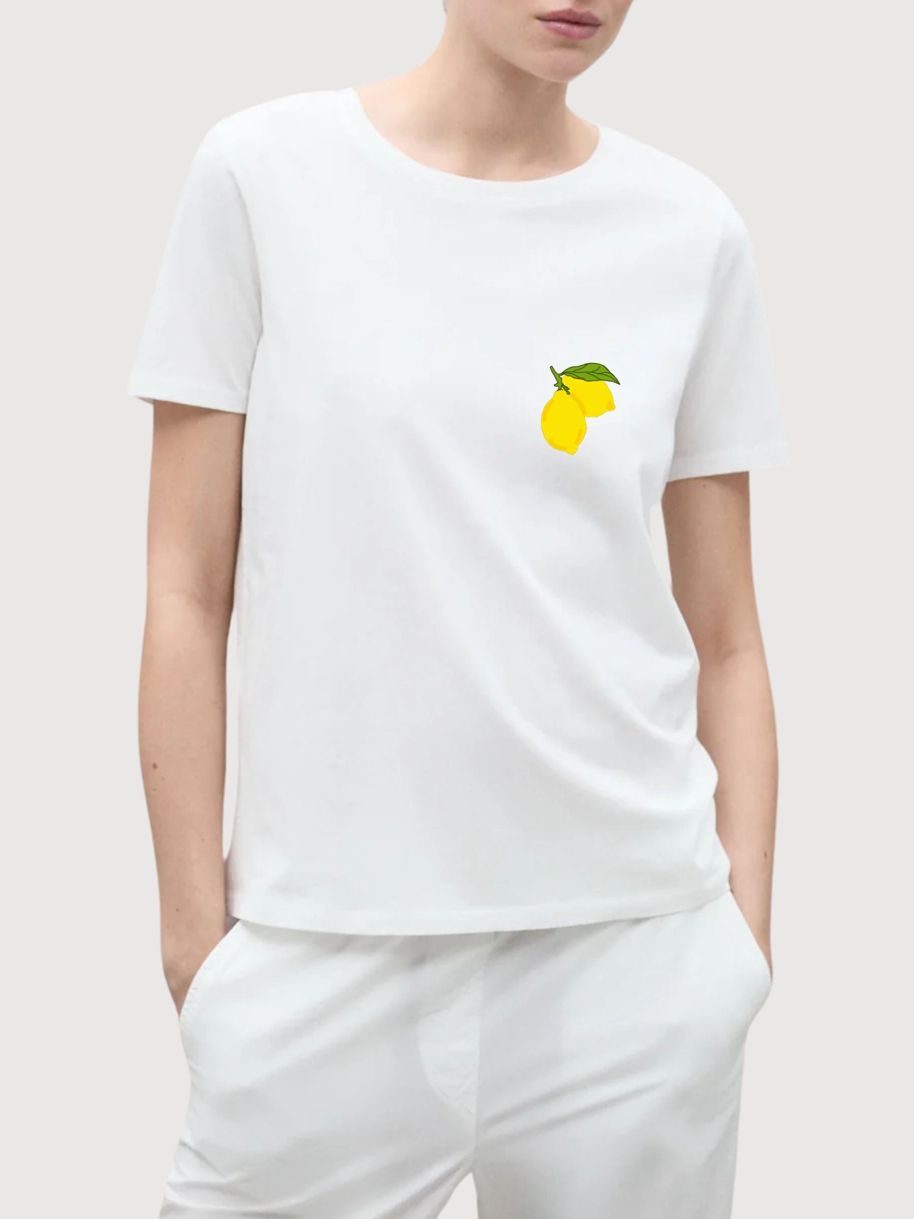 Sara T-shirt Lemon White | Re-Bello