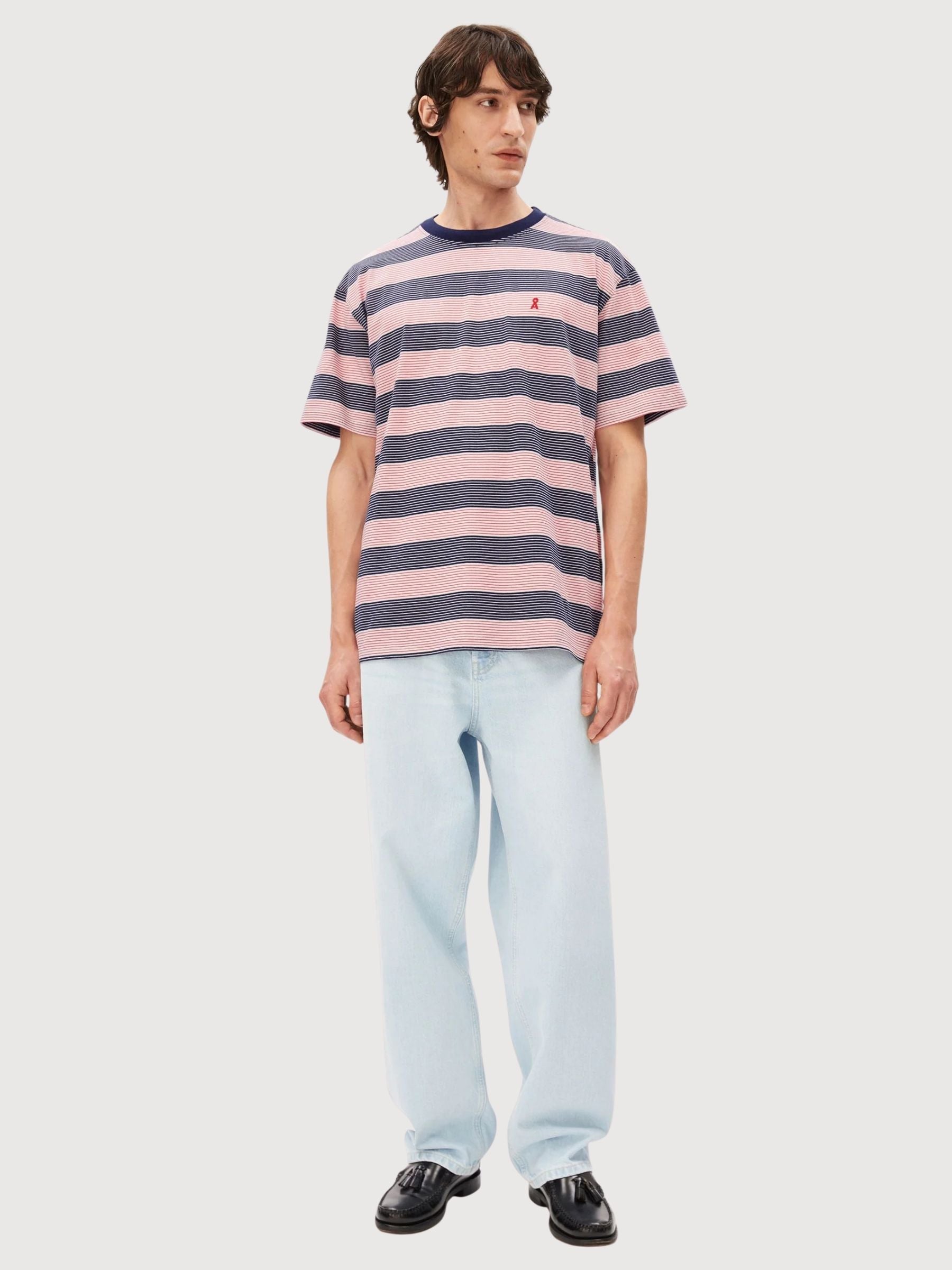 T-Shirt Maarkos Stripes Tinted Navy | Armedangels