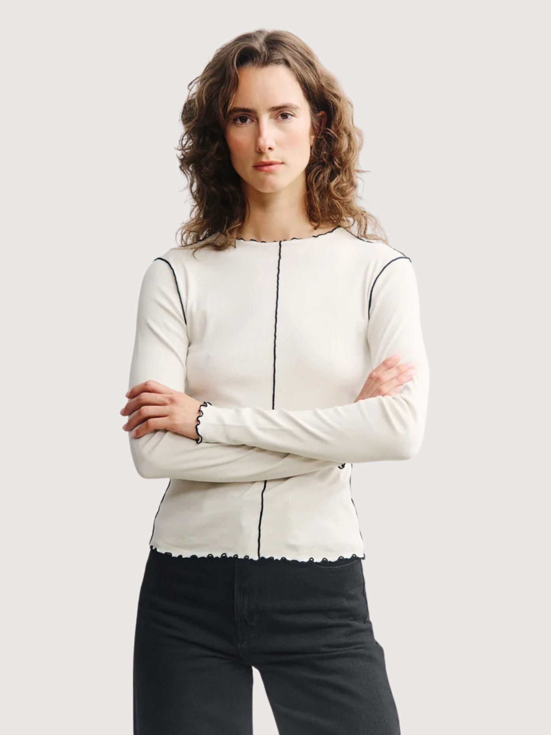Longsleeve Pin-Tucked Natural White Woman | Rotholz