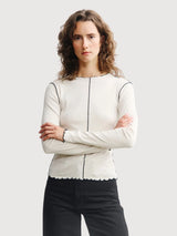 Longsleeve Pin-Tucked Natural White Woman | Rotholz