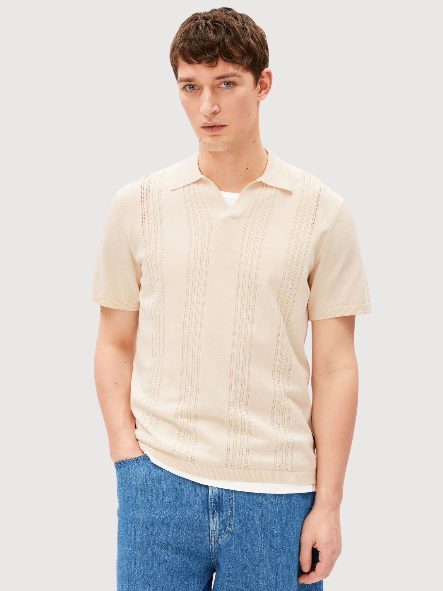 BAUMWOLL-STRICK-POLOSHIRT Pure | ARMEDANGELS
