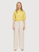 Polo da donna in maglia di cotone giallo pastello | Mazine