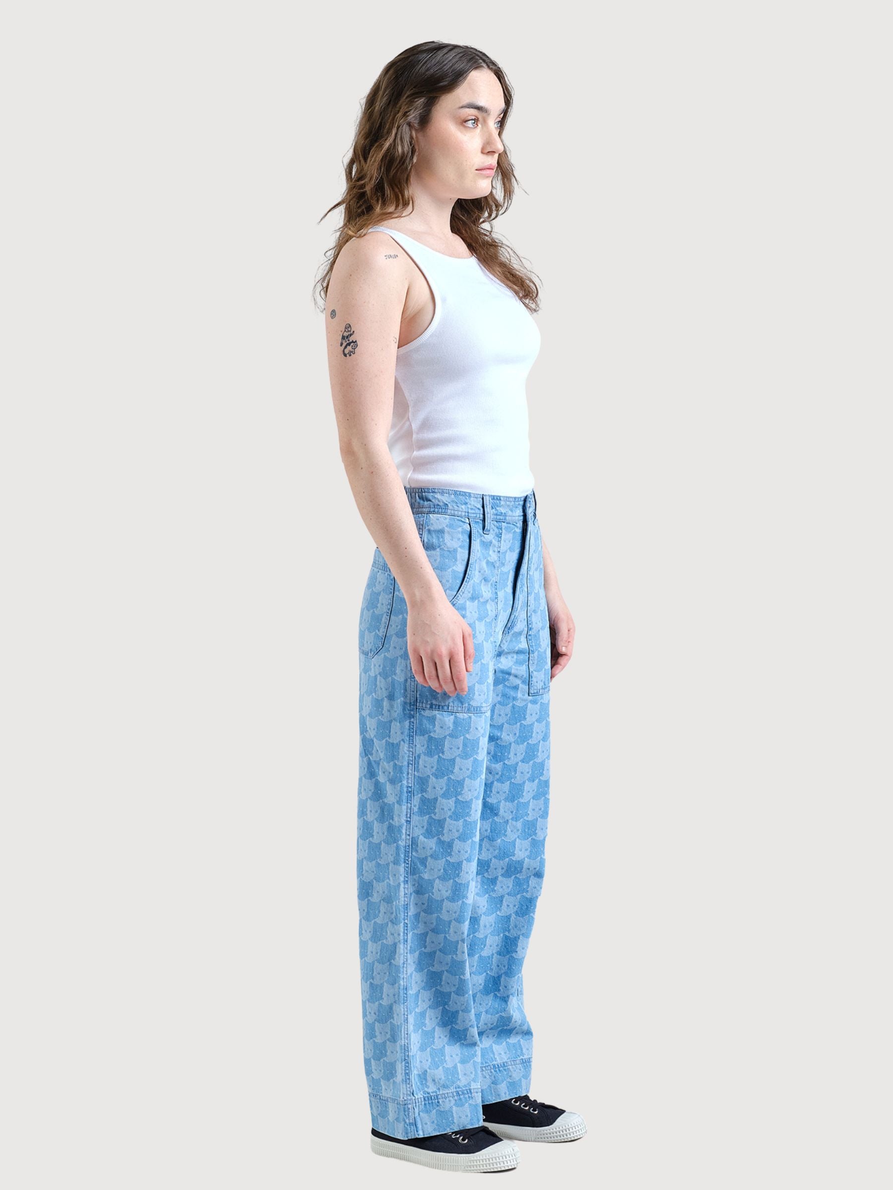 Pantaloni Vara Denim Papita Cats LightBlue | Dedicated