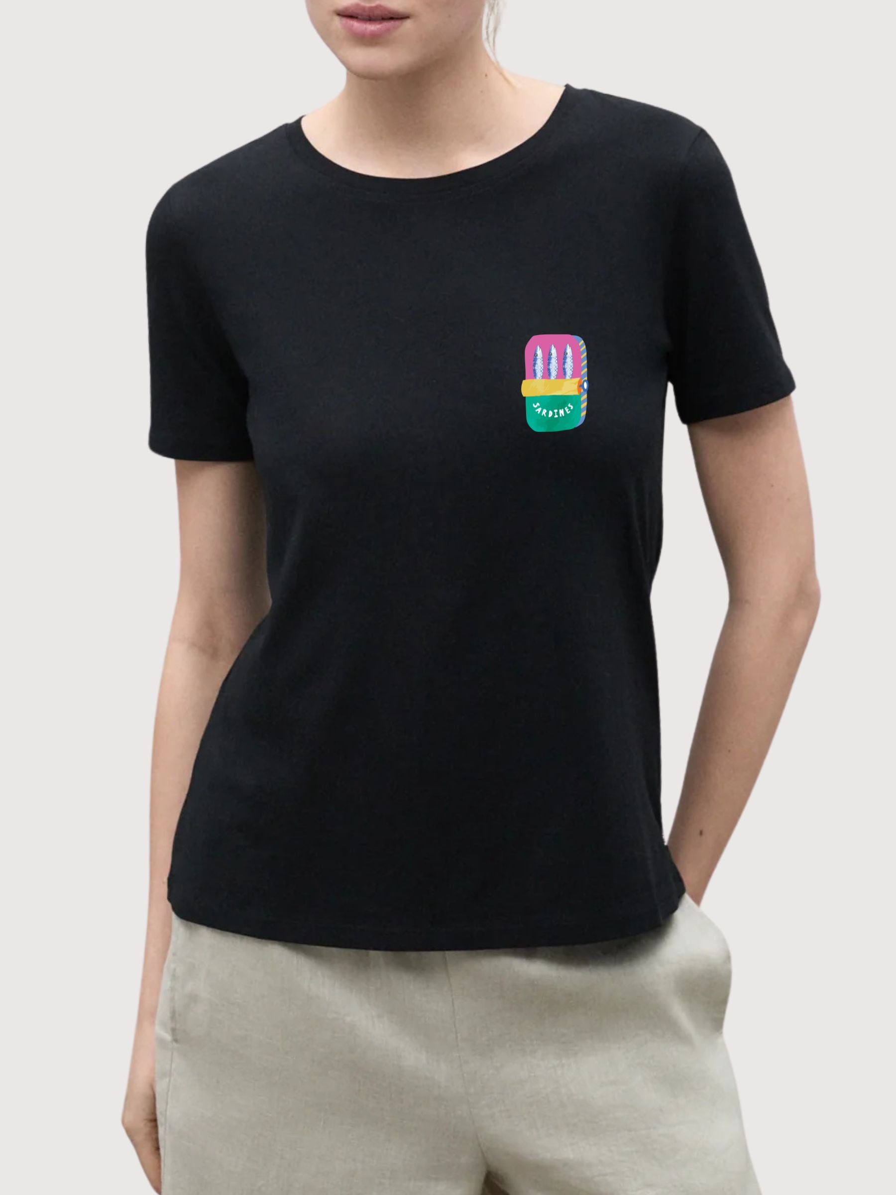Sara T-Shirt Black Sardine | Re-Bello