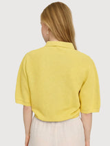 Polo da donna in maglia di cotone giallo pastello | Mazine