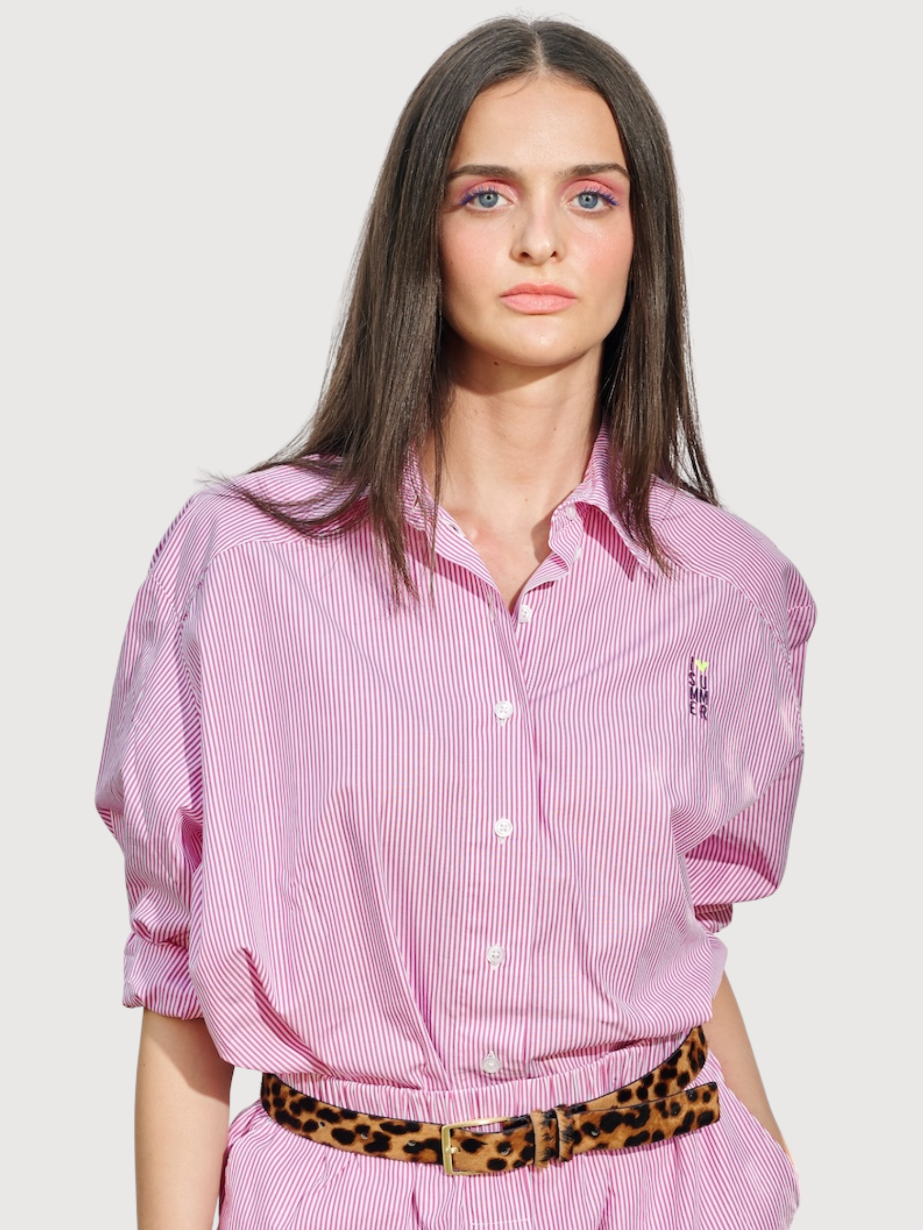 Camicia Popeline Righe Rosa Violetto | Another Brand