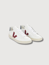 Sneaker V-12 in pelle extra bianca-marsala-nautico in pelle sostenibile | Veja