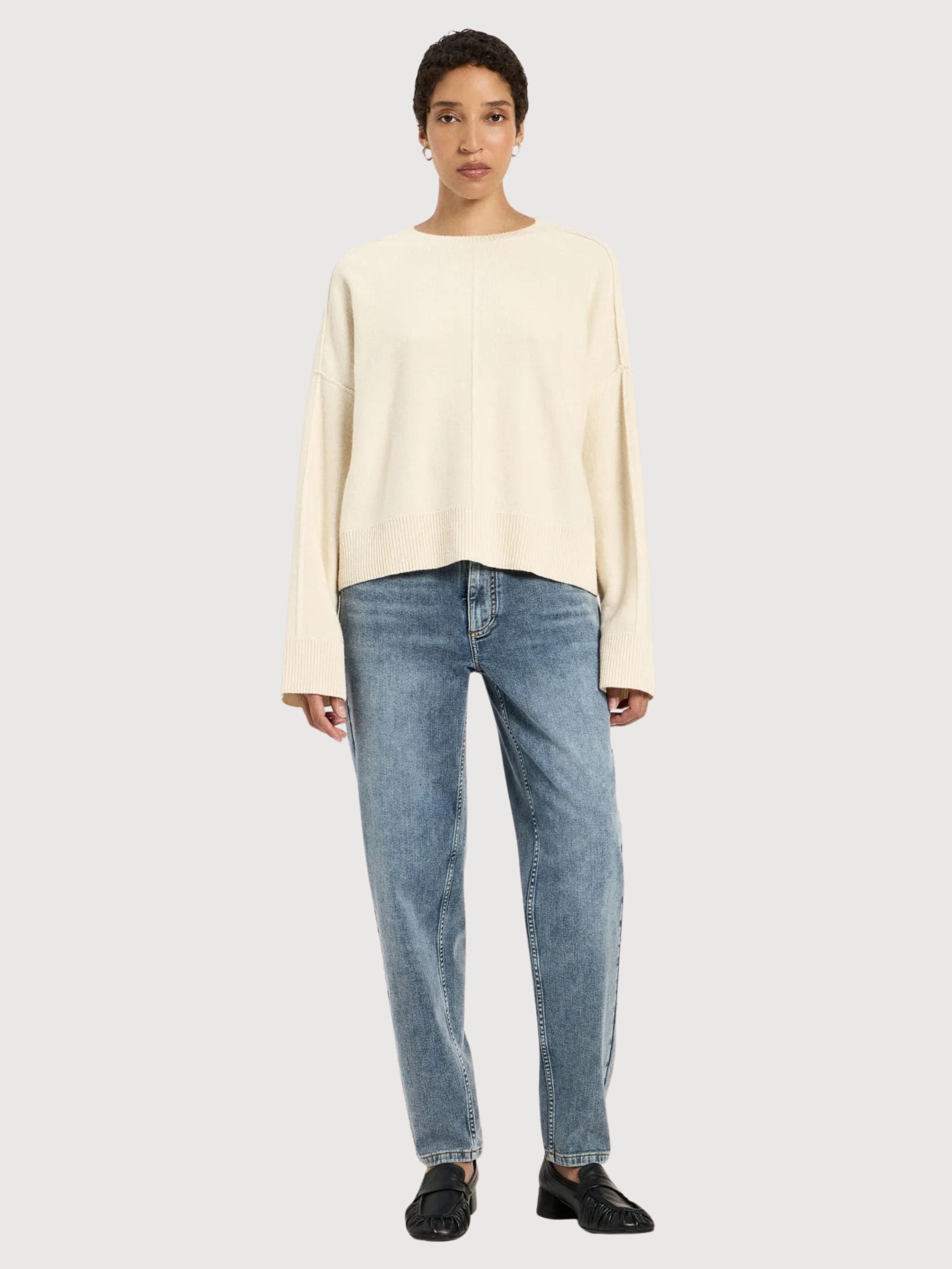 Sweater Crewneck Oversize Off White | Lanius