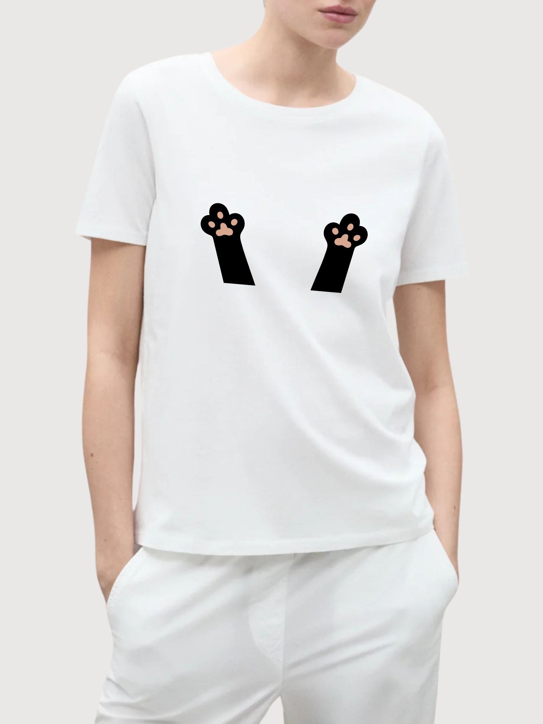 Sara T-shirt Paws White | Re-Bello