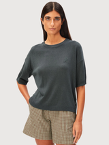 Leinenmischgewebe Strickpullover Space Steel | Armedangels