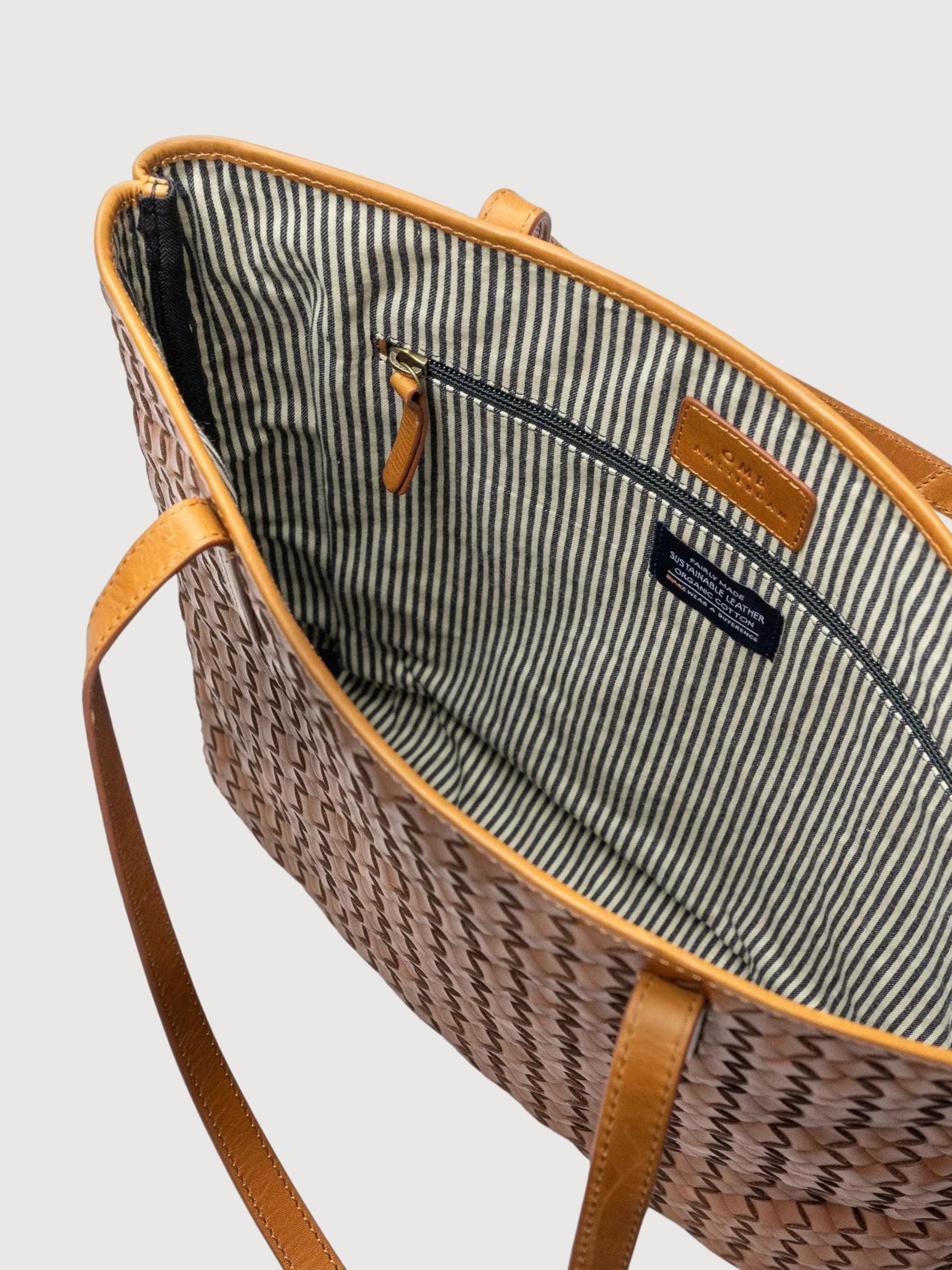 Shoulder Bag Georgia Cognac Woven Leather | O My Bag