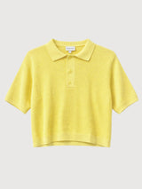 Polo da donna in maglia di cotone giallo pastello | Mazine